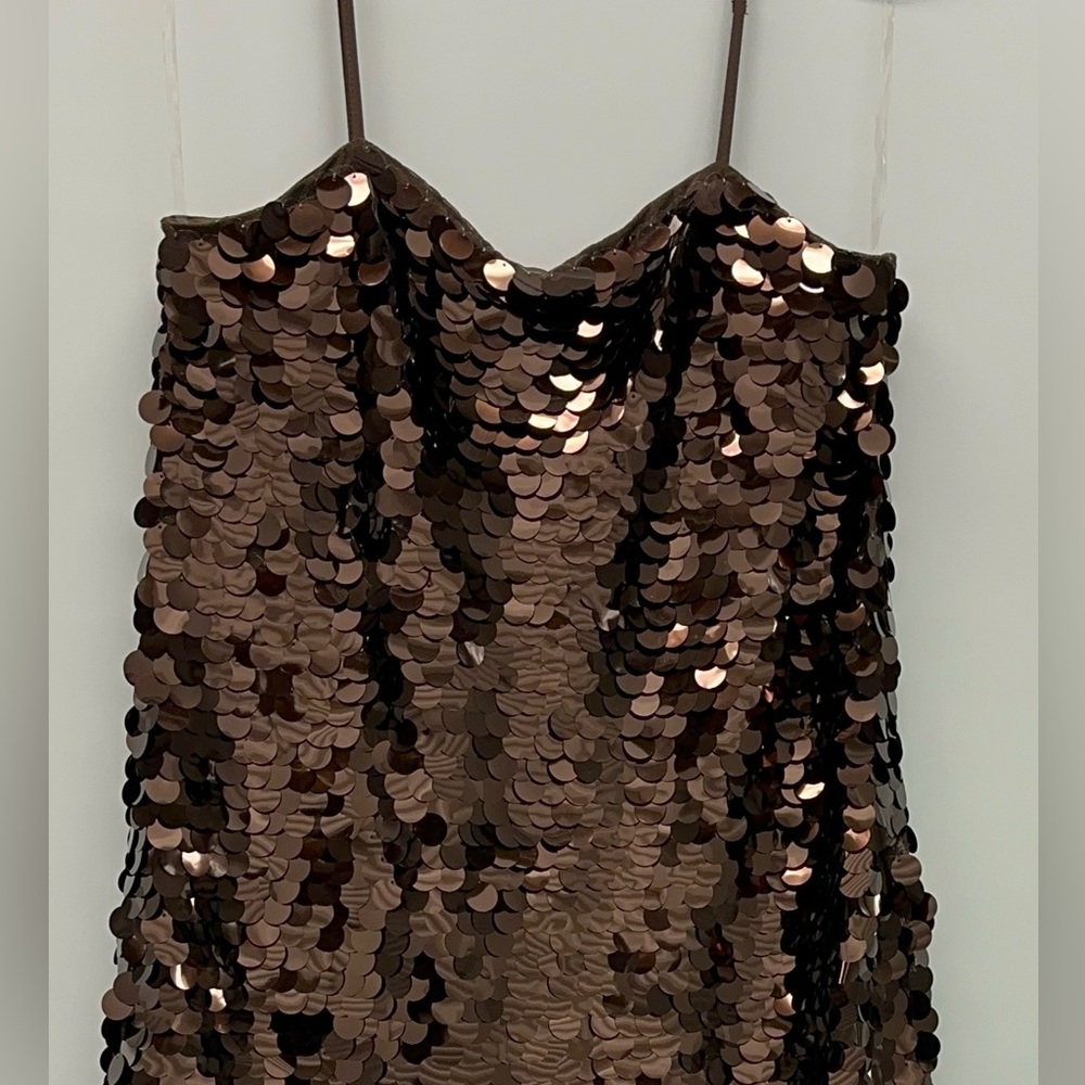 A New Day BrownBronze medium Sequin dress spaghetti Strap - Picture 3 of 6